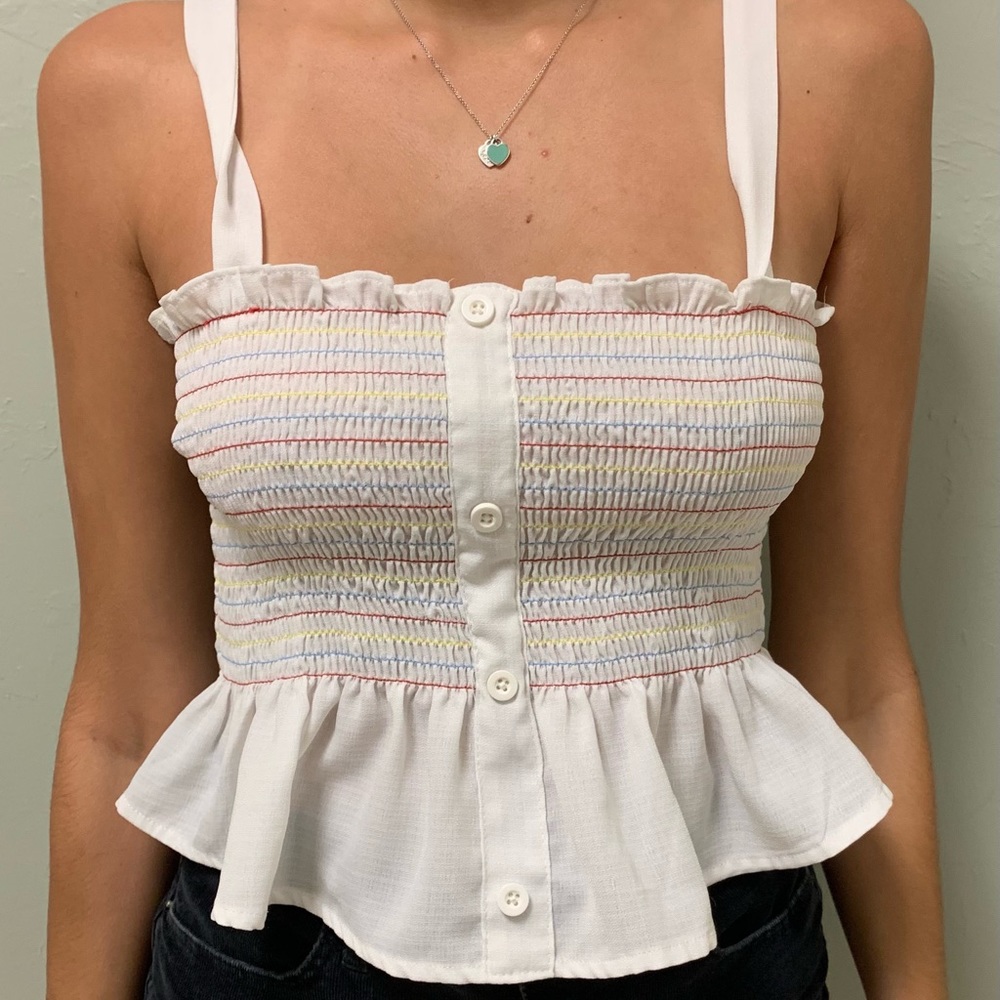 Cropped striped peplum top